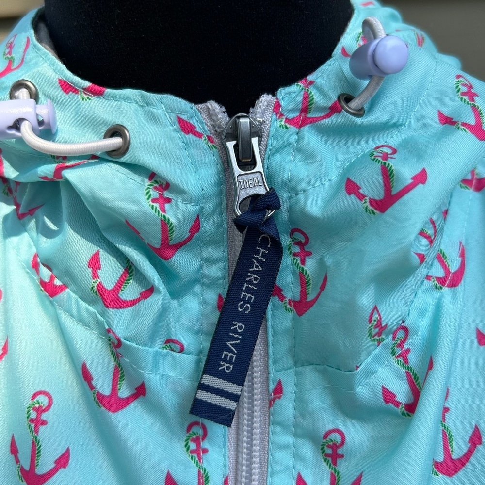 Hooded Charles River Chatham Anorak - Anchor Print - M - Picture 5 of 17